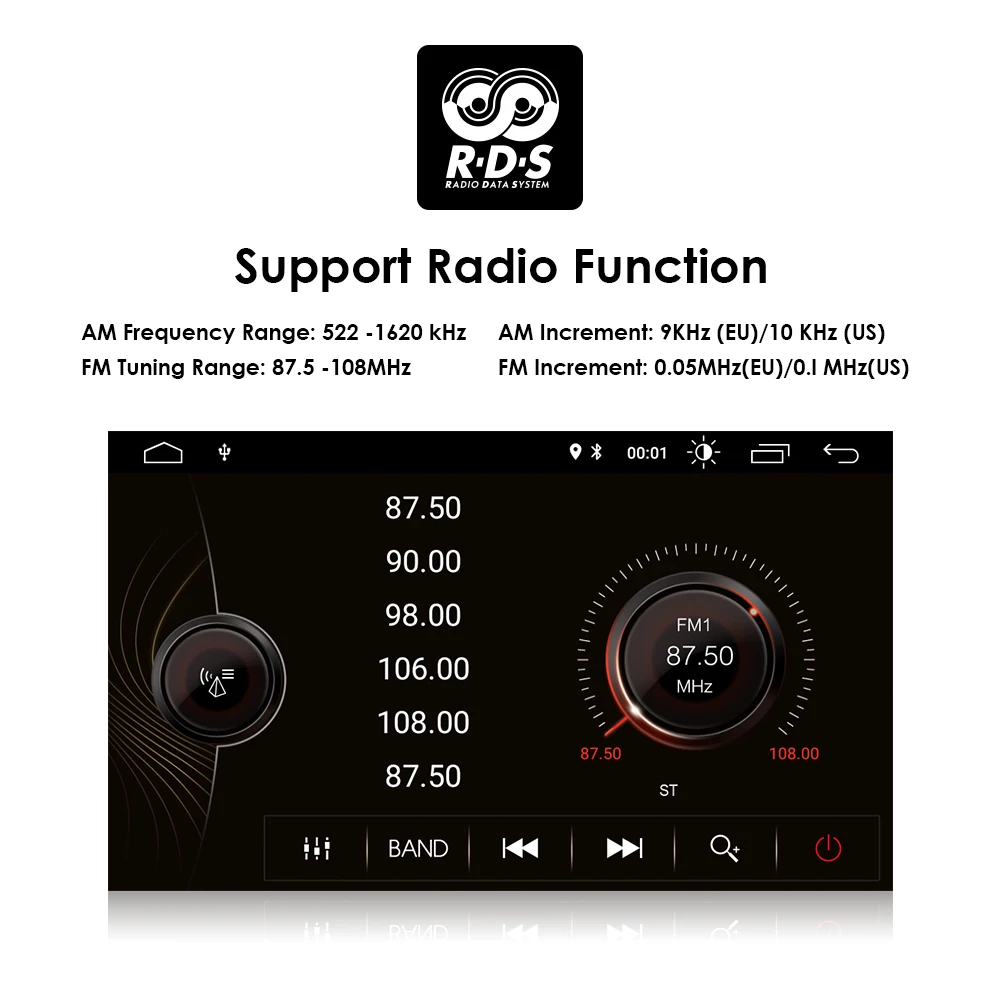Clearance Ossuret Android 9.0 1Din QuadCore 2GRAM+16GROM 7Inch Touchscreen Car Player for BMW E46 318 320 M3 3series Car DVD Stereo RDS BT 21