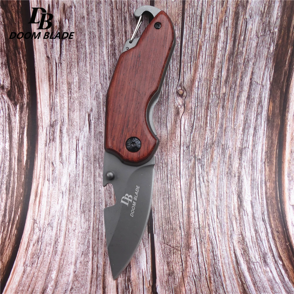 5," 55-56HRC складывающиеся ножи нож Джек нож Кемпинг Охота тактический нож для выживания деревянная ручка наружные карманные инструменты для повседневного ношения