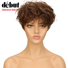 Короткие парики из человеческих волос для черных женщин естественная волна волнистые вьющиеся человеческие волосы парик дешевые Омбре парики дебютные волосы remy
