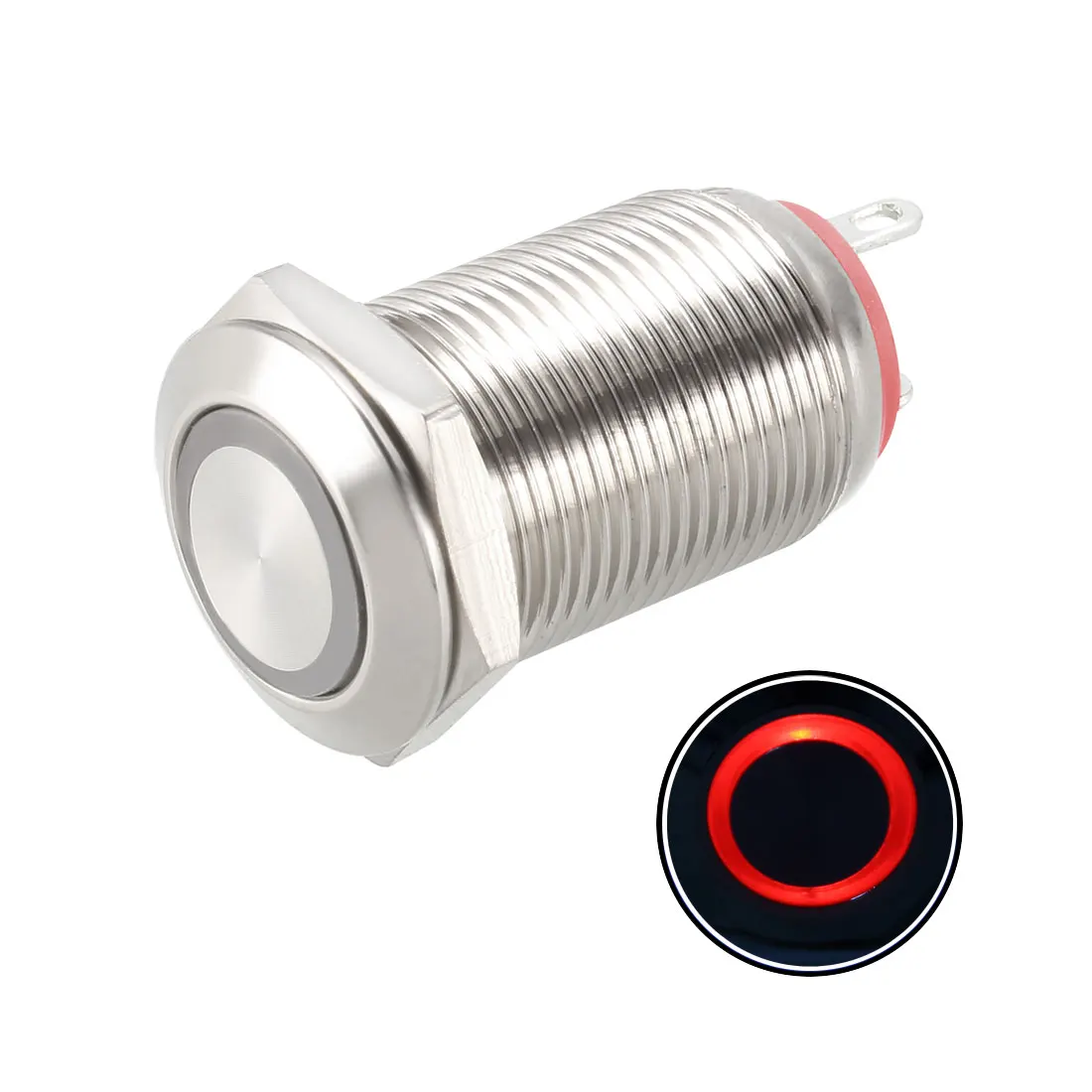 

uxcell Latching Metal Push Button Switch 12mm Mounting Dia 1NO 12V Red LED Light