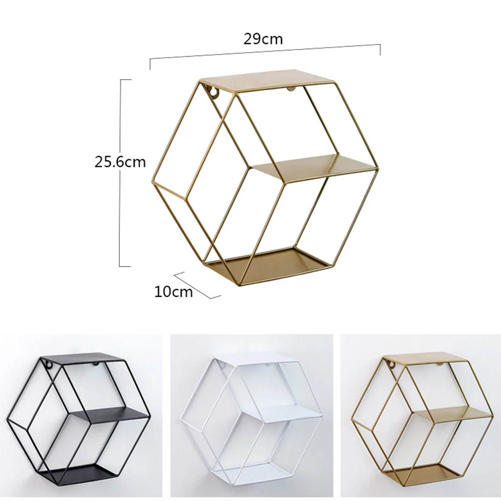 Настенная полка в скандинавском стиле, металлический шестигранный держатель для хранения, стойка украшение, полки, домашний декор для горшков, мелочей, Estilo Escandinavo