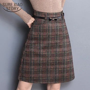 

faldas mujer moda 2019 autumn and winter Knee-Length Casual plaid skirt Natural A-Line skirts womens plus size women 7645 50