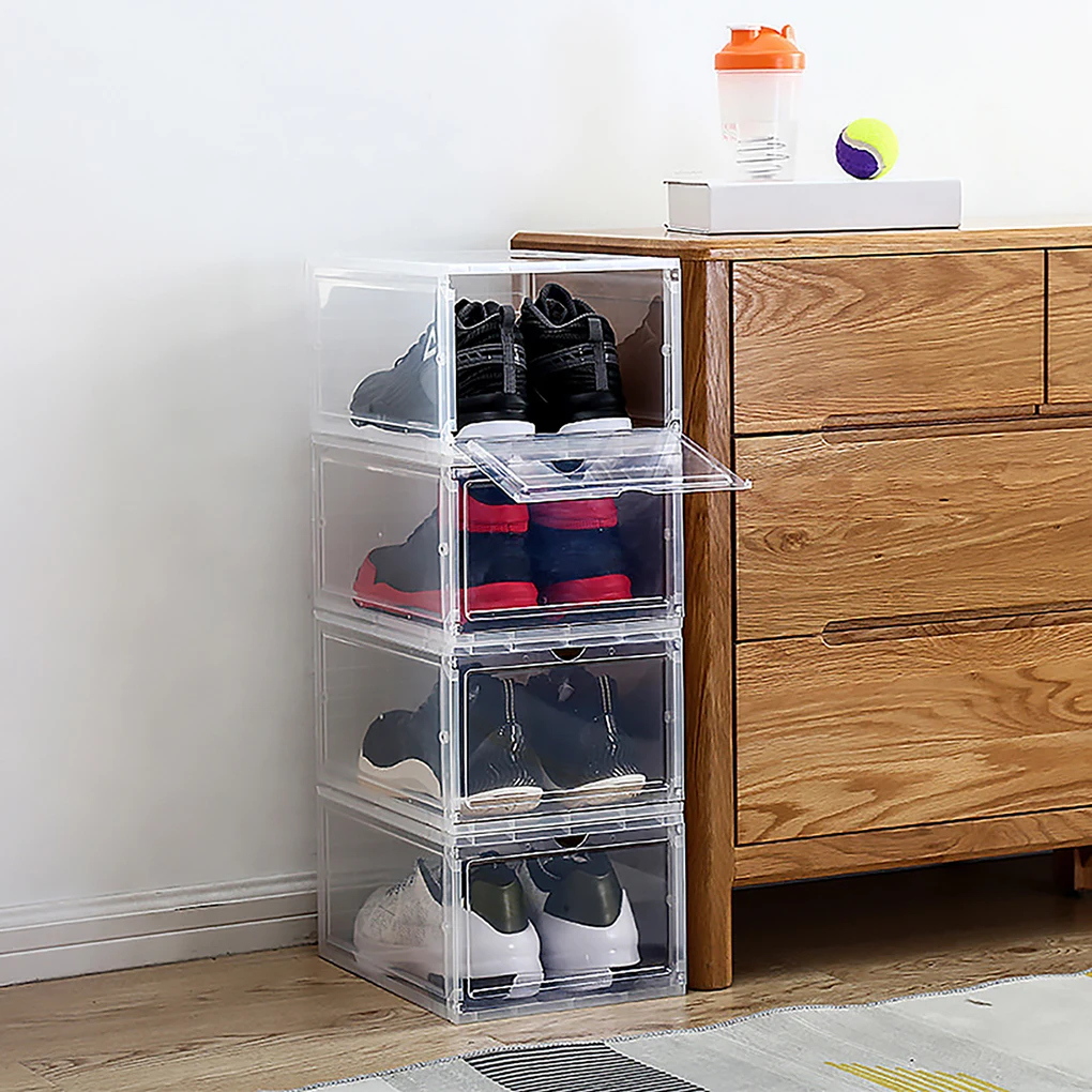

Shoe Storage Box Home Hallway Stackable PP Shoe Organizer Case Sneaker Storage Box, Transparent