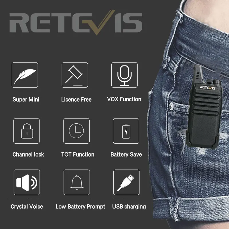 Most Popular Z1VcX RETEVIS RT622 RT22 Mini PMR Walkie Talkie 2 stücke PMR446 PMR 446 Radio FRS VOX Freisprecheinrichtung Woki Toki Paar Zwei  weg Radio Comunicador