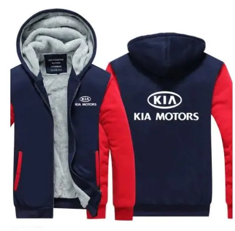 Осенне-зимняя мужская толстовка с капюшоном, теплая толстовка для KIA Motors, рекламная куртка, утепленные пальто на молнии, флисовая одежда