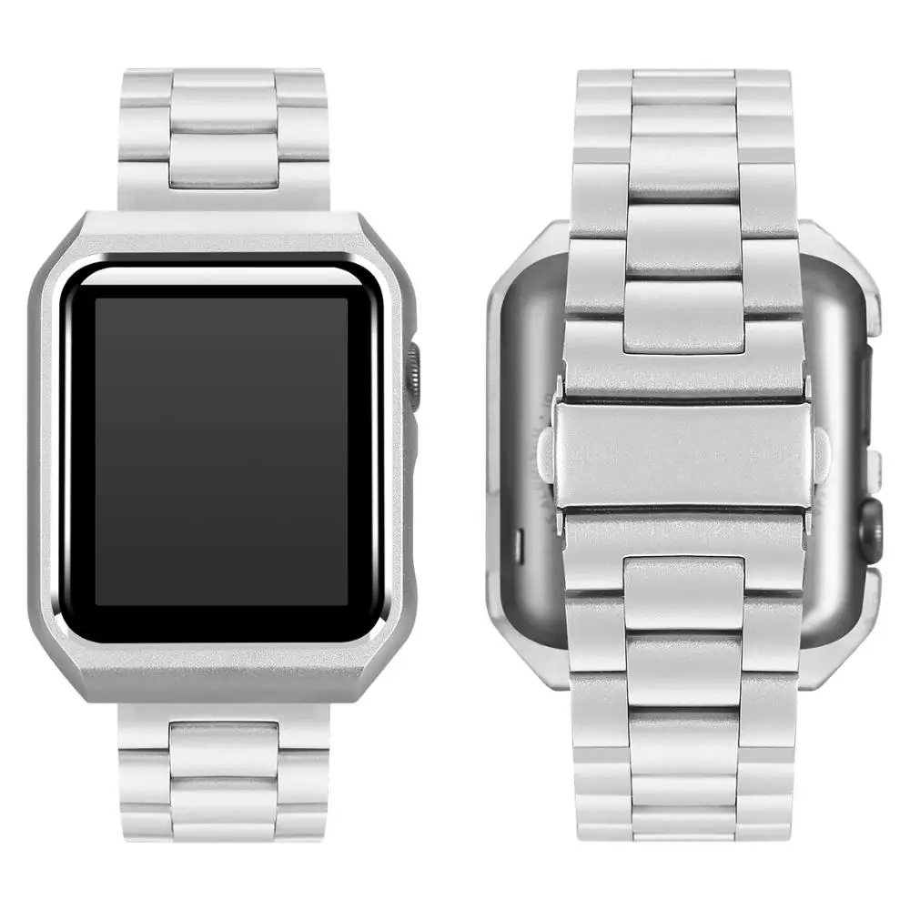 Silver Ремешок для часов из нержавеющей стали с защитным чехлом для Apple Watch 38 мм 42 мм 40 мм 44 мм серия 4 3 2 1 металлический сменный ремешок - Цвет ремешка: Silver