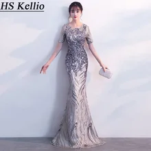 Платье знаменитостей покроя "Русалка" с коротким рукавом красивые кружевные Красные ковровые платья для вечеринки