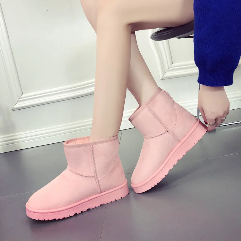 Winter Women's Short-Tube Snow Boot Plush Warm Women Shoes Suede Round-Toe Flat Heel Ankle Boots botines mujer WSH4267 women snow boots