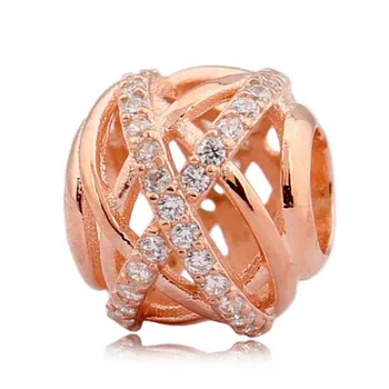 

Authentic 925 Sterling Silver Bead Charm Openwork Rose Galaxy With Crystal Beads Fit Bracelet Bangle DIY Jewelry