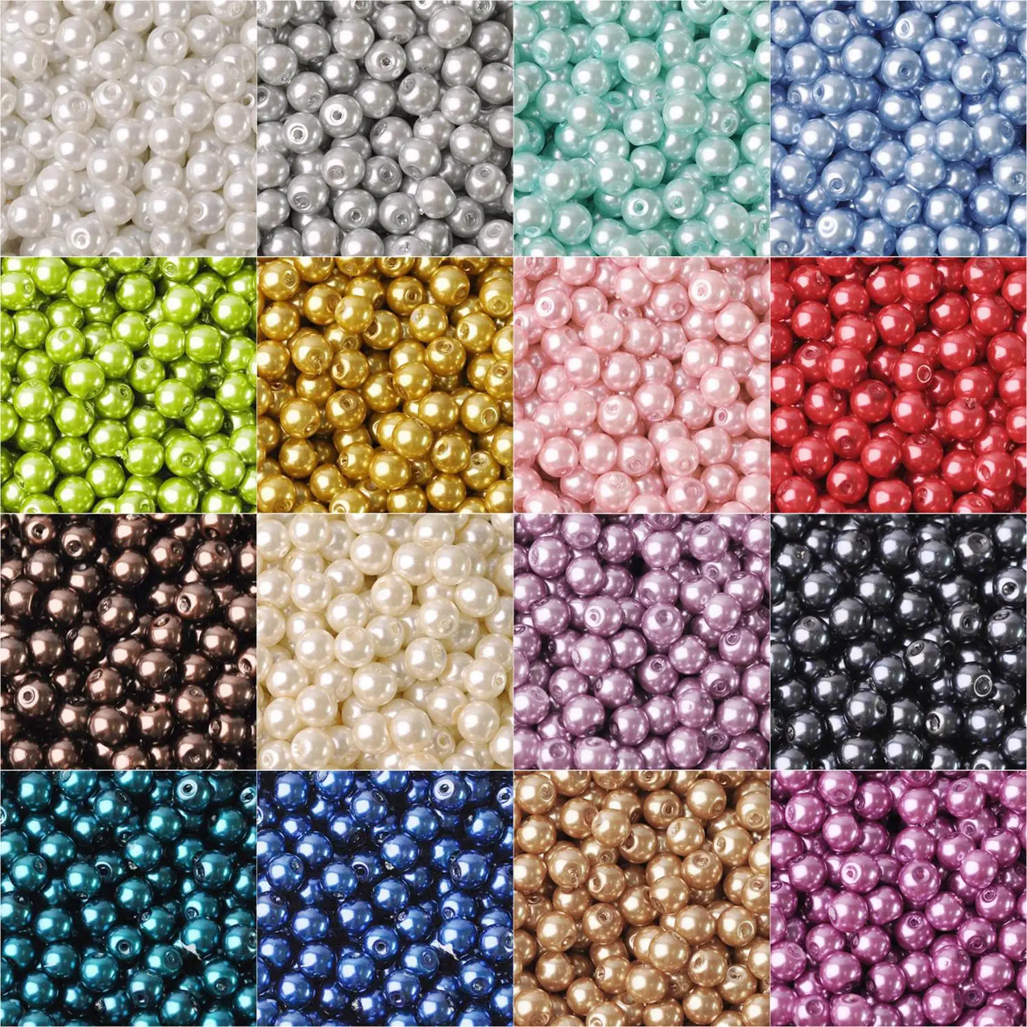 Loose-Spacer-Beads Coated-Glass Crafts Jewelry-Making Round-Pearl DIY 16mm Lot-Colors