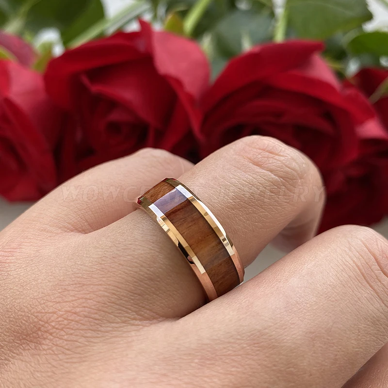 Кольца из карбида вольфрама для мужчин и женщин цвета розового золота 100% пробы со