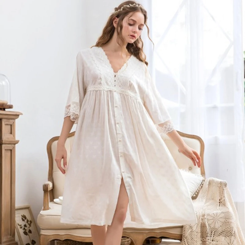 Hot Women's Cotton Dress Sleepwear Nightgown Pajama Summer Loose Plus robe