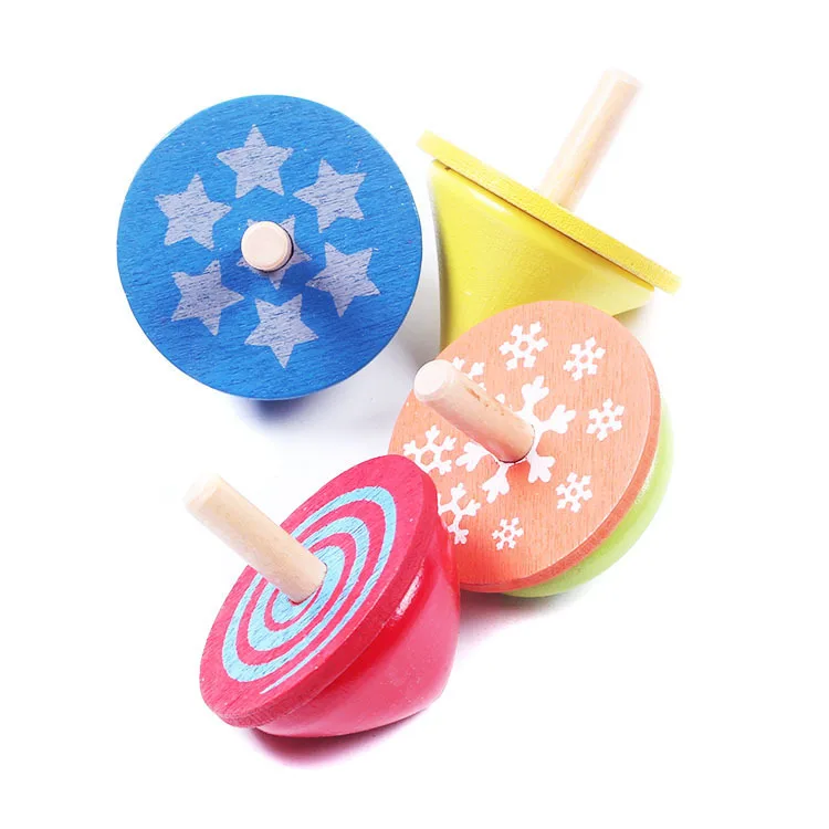 

Factory Direct Wooden Colorful Rotating Top Set Combination Children's Cognitive Puzzle Color Gyro Toy