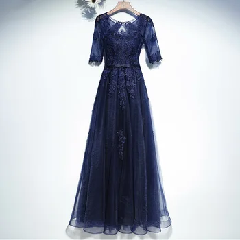 

Gryffon Evening Dress Elegant Formal Evening Party Dress O-neck A-line Half Sleeve Vintage Lace Evening Dresses Robe De Soiree