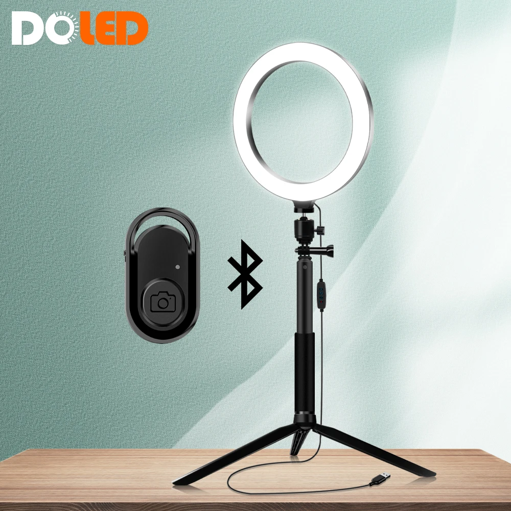 

New LED Makeup Ring Light Circle Lamp with Tripod Phone Holder Bluetooth Selfie Shutter for Tiktok Youtube Vlog Videos Photos