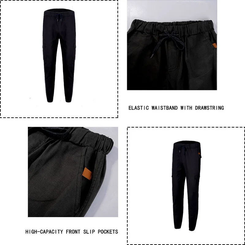 Брюки для бега с несколькими карманами, мужские тканые повседневные штаны, красивые высококачественные широкие комбинезоны с высокой талией, спортивные штаны для бега