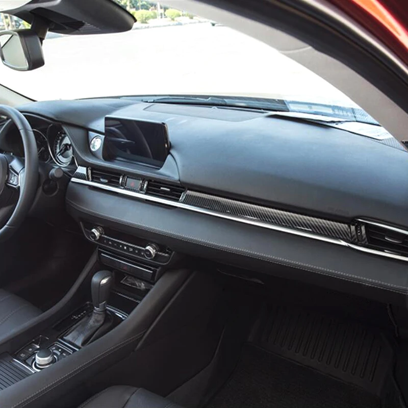 Подходит для Mazda 6 Atenza углеродное волокно стиль салона автомобиля Передняя консоль приборной панели накладка наклейки mouldings полосы 3 шт