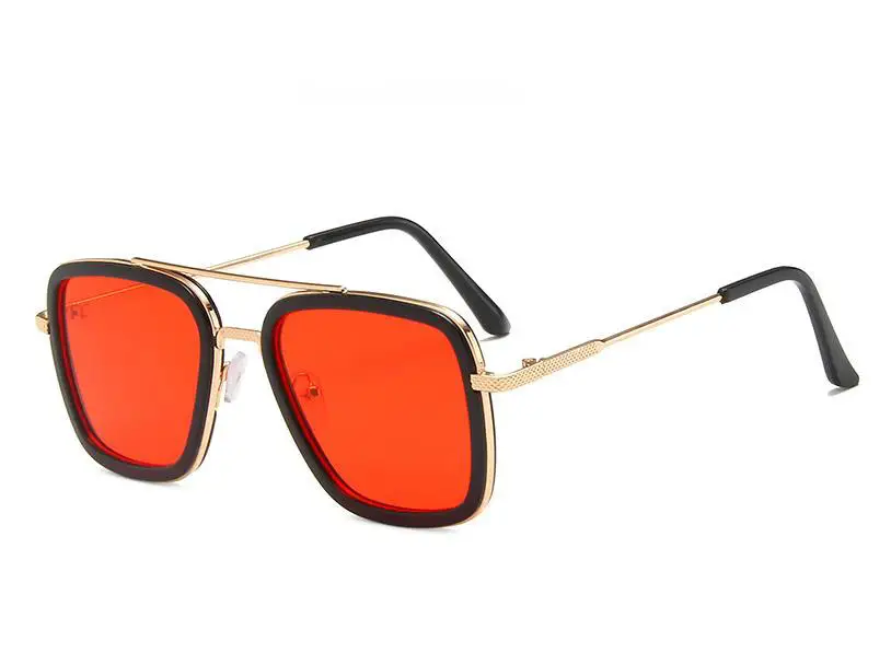 Модные детские солнцезащитные очки в стиле Железного человека для мальчиков, фирменный дизайн, Детские Квадратные Солнцезащитные очки, милые металлические солнцезащитные очки Oculos de grau - Цвет линз: 2