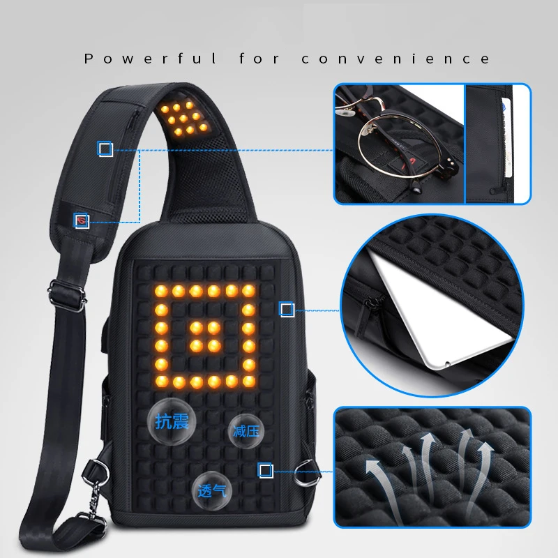 Crossten Crossbody Bags Multifunctional back Backpack USB Charging Messenger Sling Chest Bag Oxford Single Shoulder Strap Pack