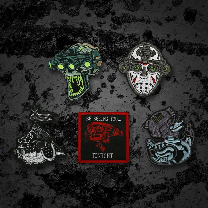 FourEyesTacticalSkullNightVisionEmbroideryPatchHalloweenDuck
