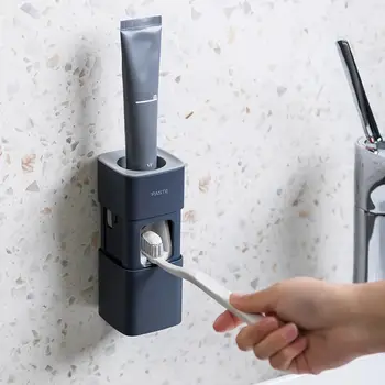 

Automatic Toothpaste Dispenser Wall Mounted Stand Home Dust-proof Toothpaste Lazy Dispenser Bathroom Accessories Set