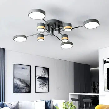 

New bedroom LED ceiling lamp living room kitchen chandelier hotel lamp villa ceiling lamp tricolor dimming lamps