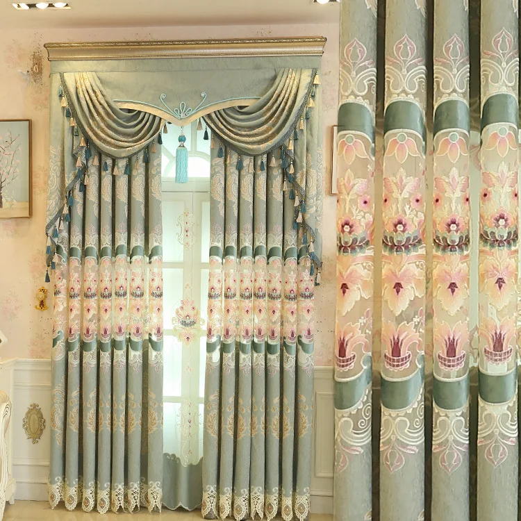 

New 2018 Chenille Embroidery Curtains for Living Room Valance Window Curtains for Bedroom Window Screen Blur Tulle Curtain