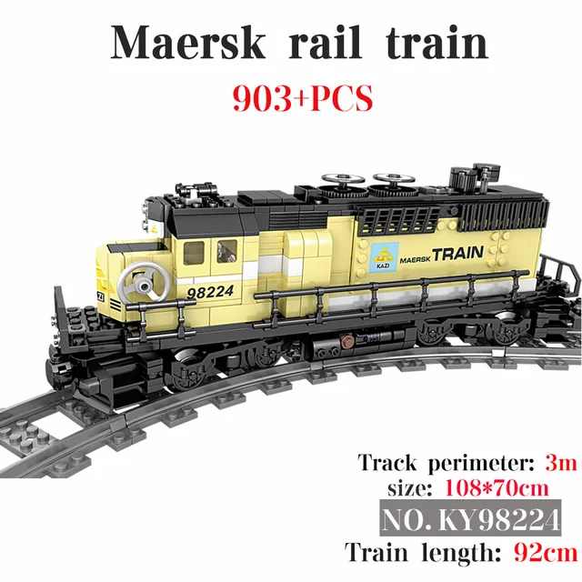 Original KAZI98224 903+PCS Maersk rail train Electric Toys Track Programming Children's Educational Assembling Building Block 1