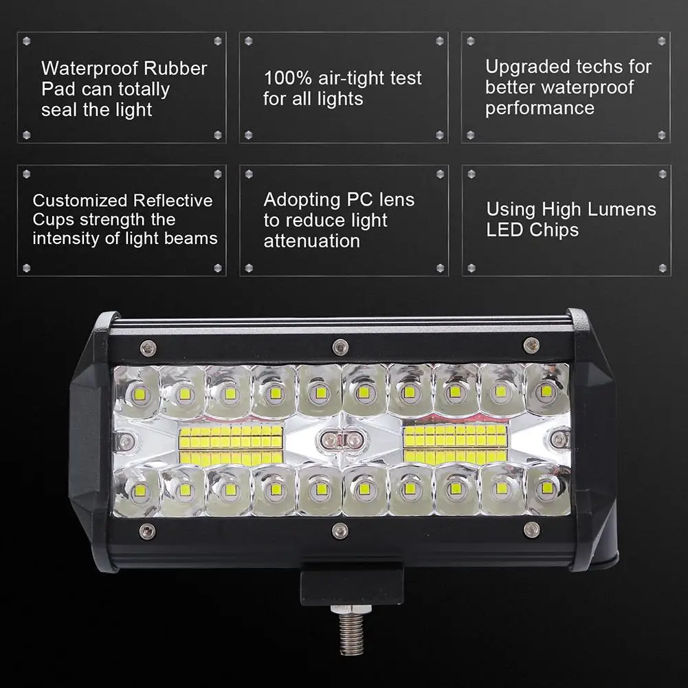 Высокояркий 400 Вт светодиодный 3 ряда 7 дюймов 40000LM рабочий светильник, лампа для вождения постоянного тока 9-30 в 6000 К, рабочий светильник, автомобильные аксессуары, лампа
