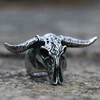 2020 New Goat Head Skull Rings Mens Gothic Animal Rings Baphomet Demon 316L Stainless Steel Punk Rock Biker Jewelry 4