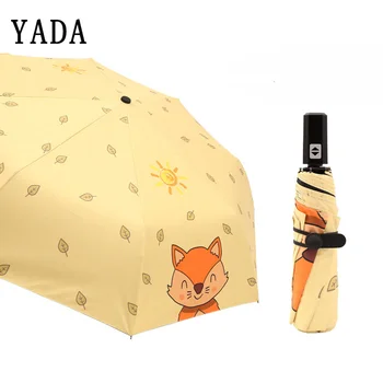 

YADA INS Yellow Cartoon Fox Umbrella Charm Rain Women uv Automatic Umbrella For Womens Windproof Folding Animal Umbrellas YS848