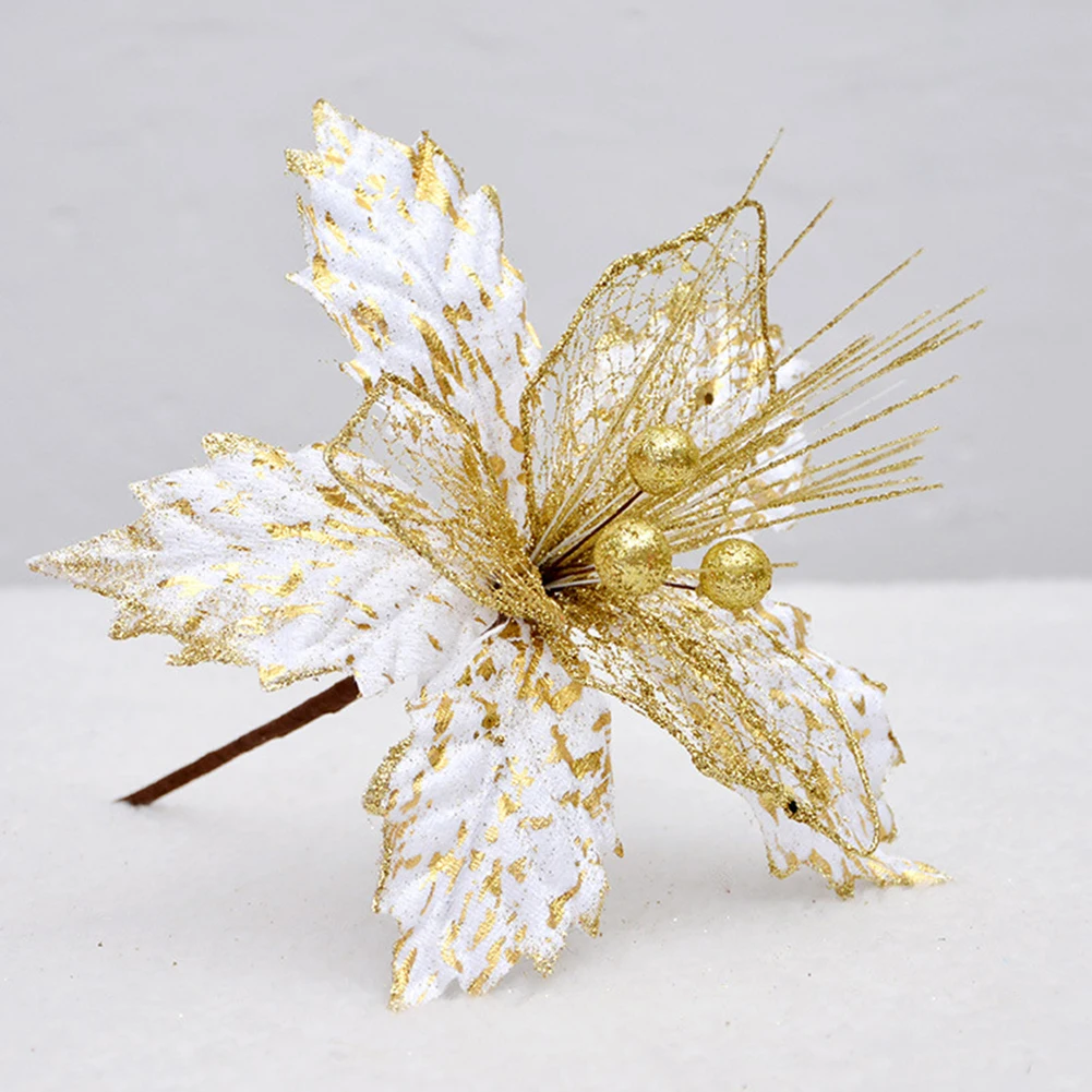 Artificial Christmas Flowers Wedding Simulation Tree Ornaments Decoration New Year Large Flower | Дом и сад