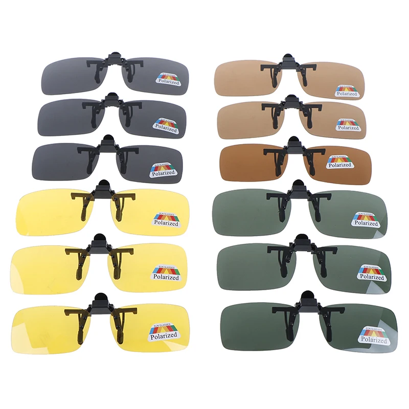 Flip Up Clip On Sunglasses Glasses Polarized Night Vision Driving Lens Eyewear 