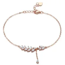 Модный лист цвета розовое золото браслет женский циркон эксклюзивный браслет ювелирные изделия регулируемый