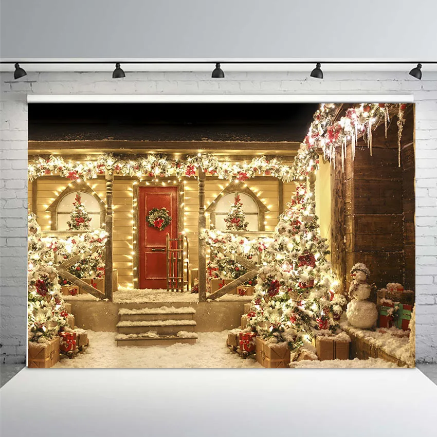 

MEHOFOTO Photography Backdrops Christmas Tree Stairs Wooden Floor Fireplace Portrait Vinyl Photographic Backgrounds Photo Studio