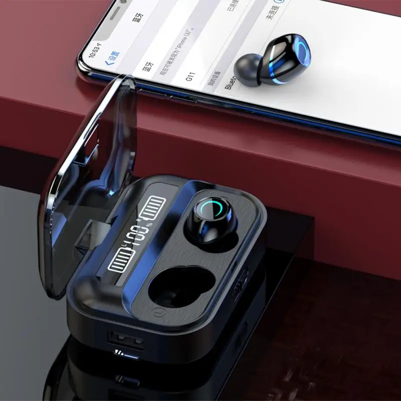 G09 TWS 5 0 Bluetooth 9D Stereo Earphone Wireless Earphones IPX7 Waterproof Earphones 1500mAh LED Smart Power Bank Phone Holder