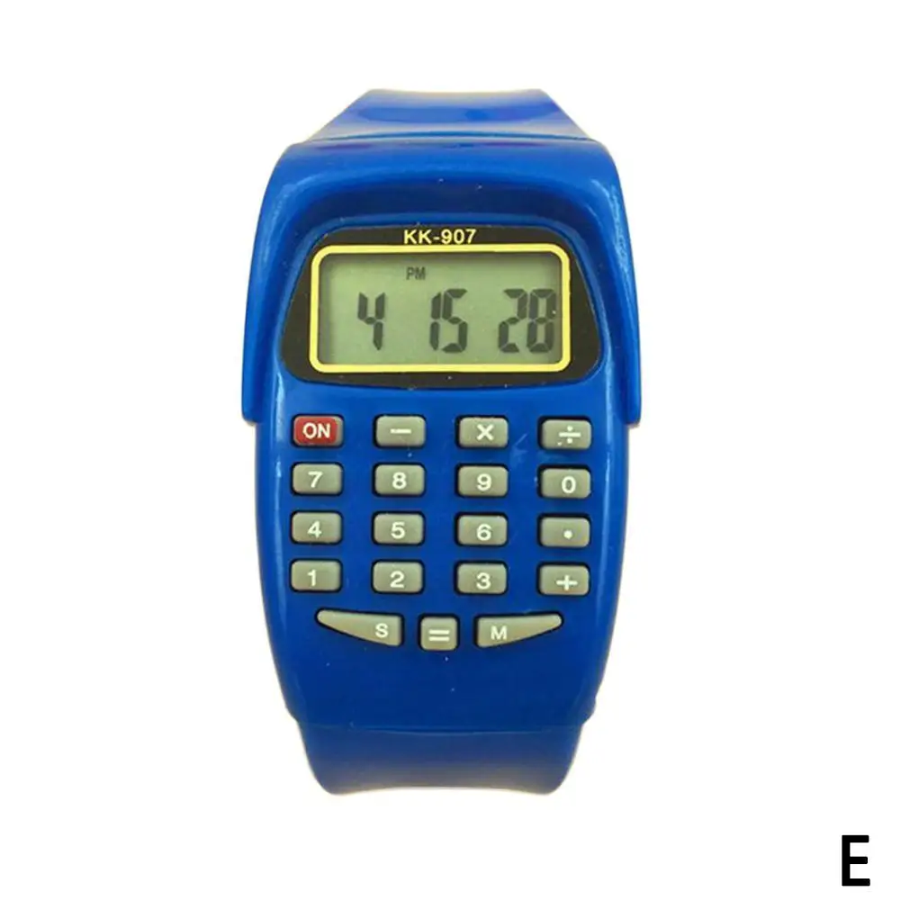E Fashion Digital Calculator With LED Watch Function Casual Silicone Sports For Kids Children Multifunction Calculating - Цвет: E