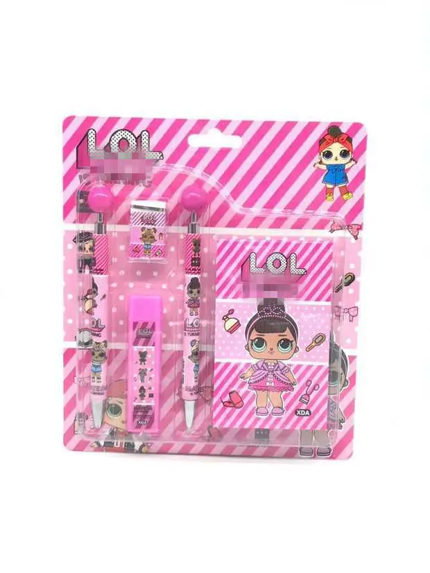

LOL Cartoon Auto Pencil Ball Pen Ruler Combination Student Gift Portable Stationery Set Back To School Office Supplies Pencils