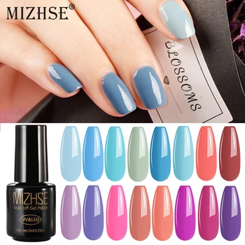 

MIZHSE Nail Art UV Nail Gel Polish Soak Off Blue Color UV Nail Gel Lacquer Semi Permanent Led Gel Nail Enamel UV Glue