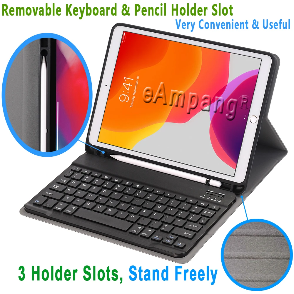 Case for iPad 10.2 Keyboard Case with Pencil Holder for Apple iPad 7 7th 8 8th Generation A2197 Russian Spanish English Keyboard-3