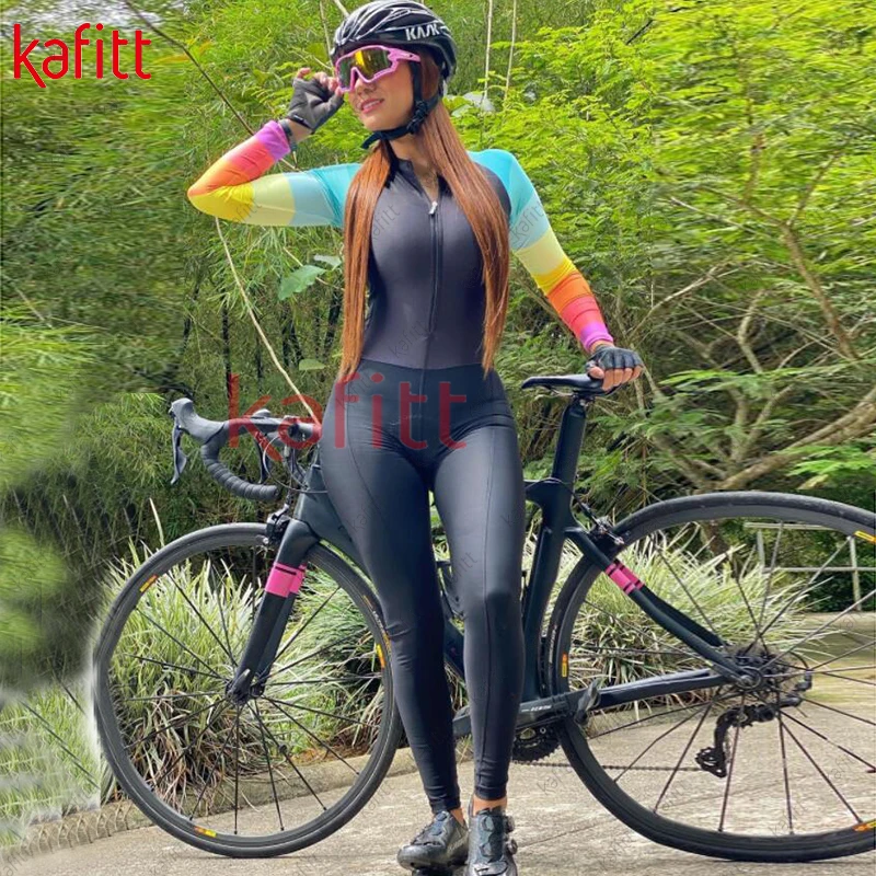 Kafitt Cycling Wear Free Women's Sweatshirt Suit Jumpsuit Long-sleeved Trousers Bicycle Equipment Gel Pad Tights Cycling Shirt 3