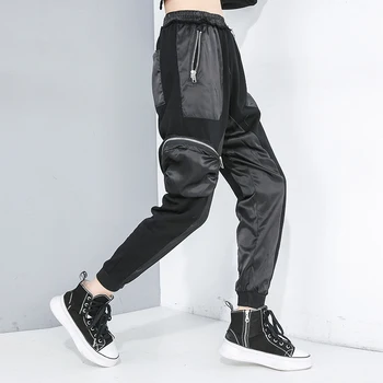 

XUXI Spring Autumn 2020 Pants New South Korea High Belt Black Pocket Long Harun Pants Loose Women Fashion Tide FZ0775