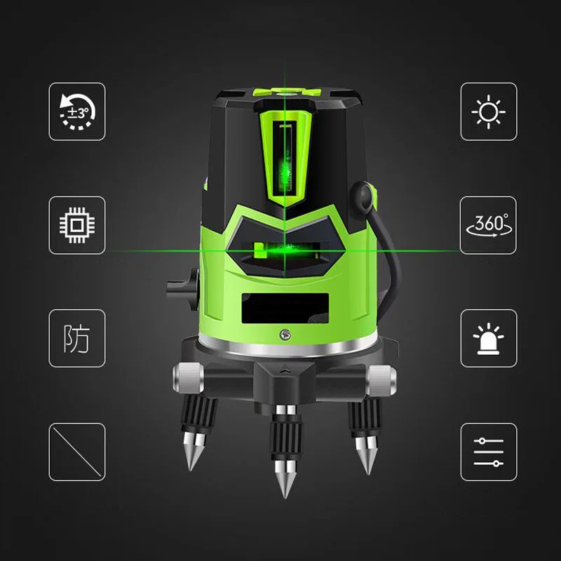 

5-Line 6-Point Laser Level Automatic Leveling 360 Degree Vertical And Horizontal Laser Wall Meter Dual Power Supply Laser Level