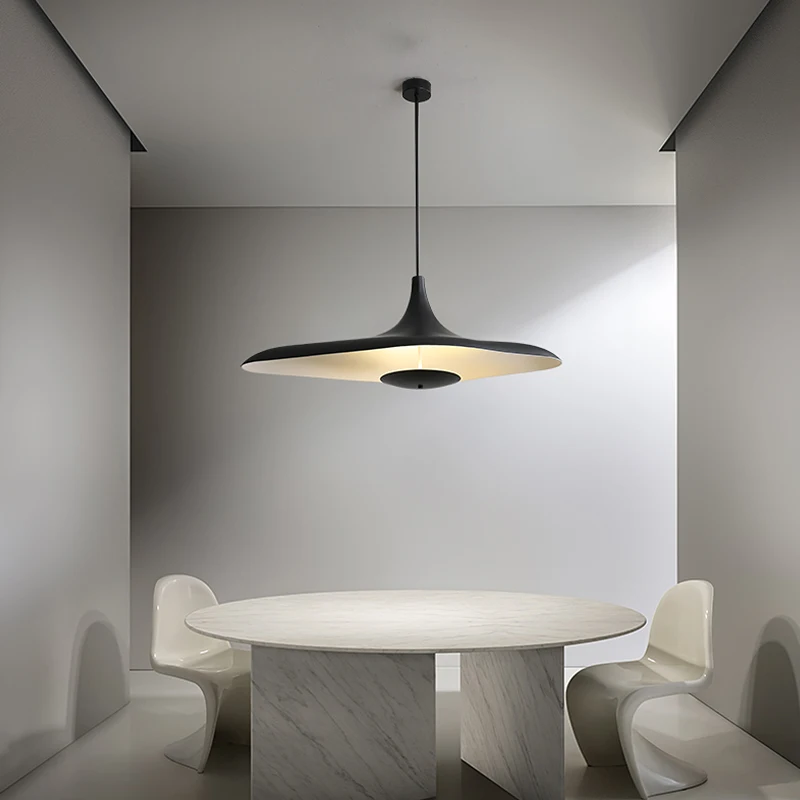 

New Modern LED Chandelier Simple Nordic Danish Designer Irregular Personality Art Living Room Dining White black Hanging lamp