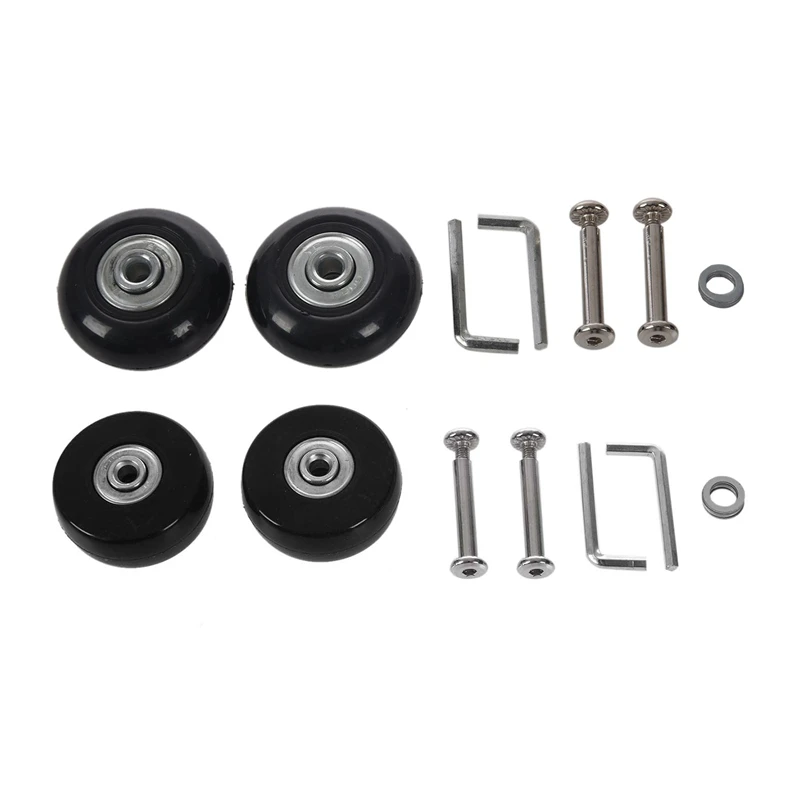4 Set Luggage Suitcase / Inline Outdoor Skate Replacement Wheels Black 45X19Mm &amp 50x20x6.1 Mm |
