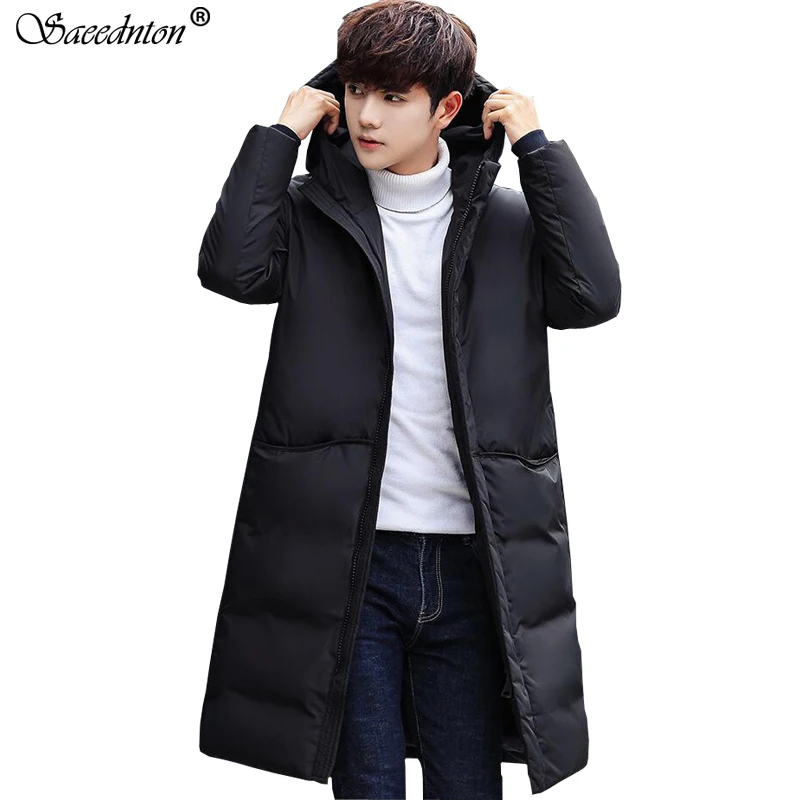 

Winter Long Coat For Men 2020 Brand Men's Fashion Hooded Collar Down Cotton Thicken Warm Padded Parkas Windproof Overcoat Jacket