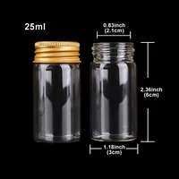 5pcs 25ml 30*60mm Glass bottle with Golden Aluminum Caps Glass Jars Glass vessels Spice Jars Glass Jars for Ink/Perfume 2