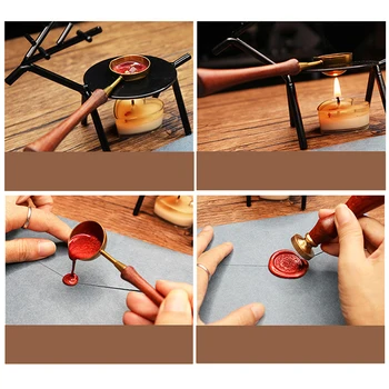 

New Cute Fawn Iron Flour Wax Furnace Copper Scoop Set Wax Melting Tool Retro Lacquer Printing Wax Seal Special Lacquer