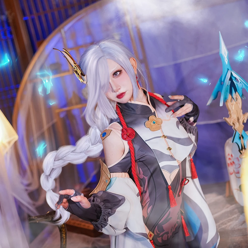 Shenhe Cosplay Costume Game Genshin Impact Shenhe Cosplay Costume Women Sexy Jumpsuit Halloween Party Fancy Suit for Women sexy halloween costumes for women
