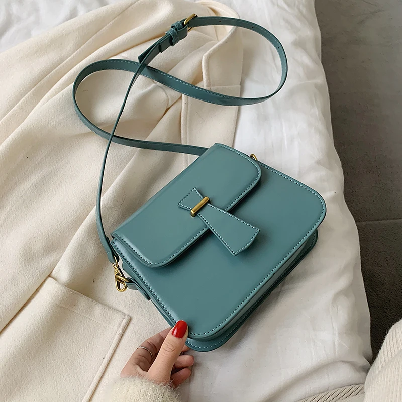 

Fashion Wild Small Square Bag Girl Bag Simple Solid Color Shoulder Bag Portable Coin Purse Casual Diagonal Female Bag Green